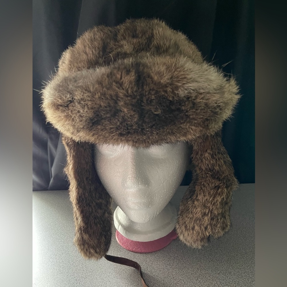 Vintage Bushline Outdoor Rabbit Fur Trappers Hat Size Medium